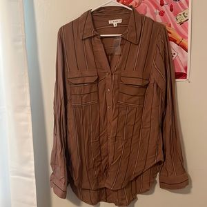 Long sleeve brown button down